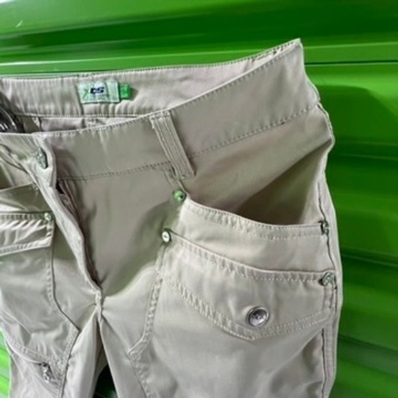 Daily Sports XDS Khaki Cropped Cargo Pants Womens 6 Tan Capri Utility Ankle Zip - Picture 4 of 16